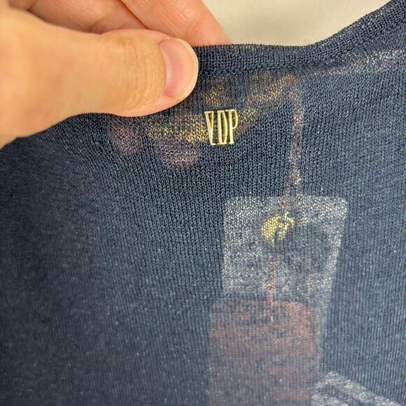 VDP Via Delle Perle NEW Blue Sleeveless Blouse Tank Top IT 42 Linen Silk Blend - Picture 5 of 11